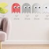 Wall-mounted set of 5 PACMAN selfie mirrors.