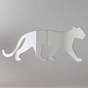 Reflective sign featuring a panther silhouette and text.
