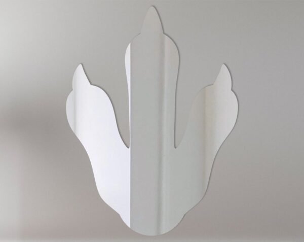 Penguin footprint-shaped mirror with playful signage.