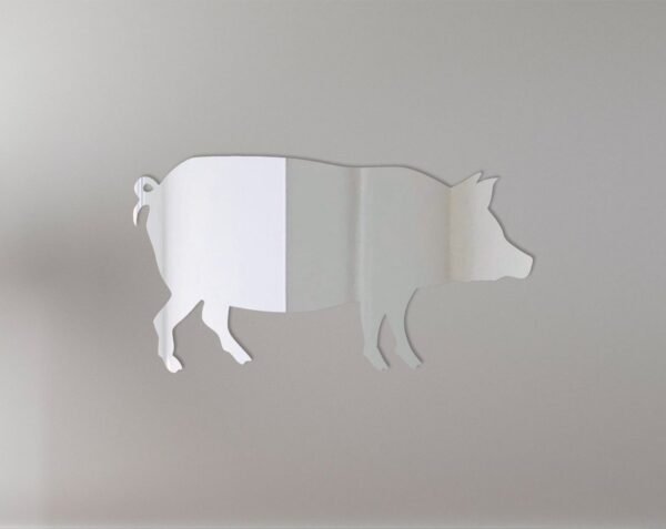 Pink pig-shaped mirror with 'Pig 2' text.