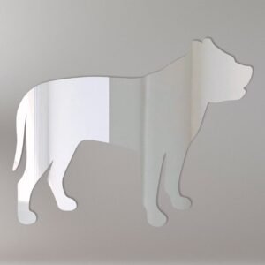 Pit Bull silhouette with reflective mirror surface and sign.