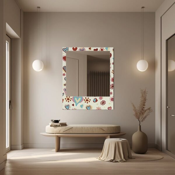 Mirror designed to mimic a Polaroid photo frame