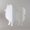 Pomeranian silhouette with reflective mirror finish on wall sign.
