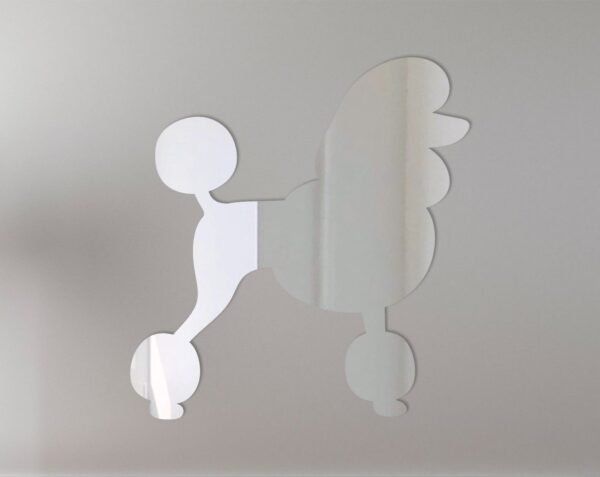Reflective sign featuring two poodles facing each other.