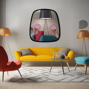 Colorful pop art-style ice cream shaped mirror.