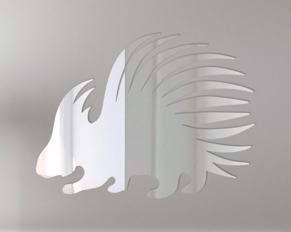 Reflective sign with a porcupine graphic and text.