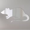 Rat-shaped mirror with 'Welcome' text in bold letters.