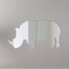 Reflective rhino-shaped sign for traffic or decor use.