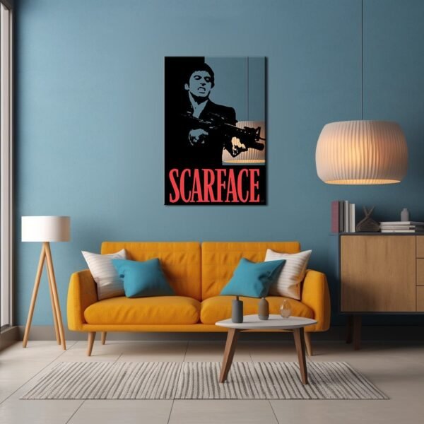 Mirror art print featuring iconic imagery and quotes from the film Scarface