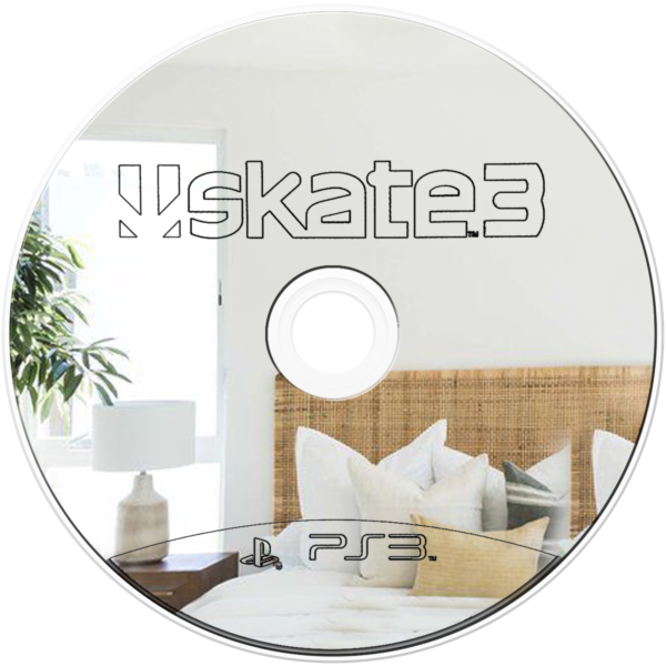 Mirror featuring a large CD disk design inspired by Skate 3, the popular skateboarding video game