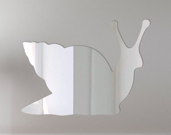 Decorative snail-shaped mirror with a whimsical design.