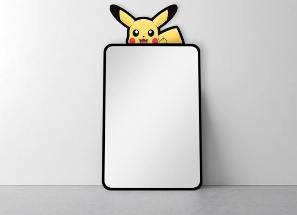 Cute Pikachu-inspired car mirror in yellow.