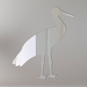 Stork-shaped mirror with baby sign