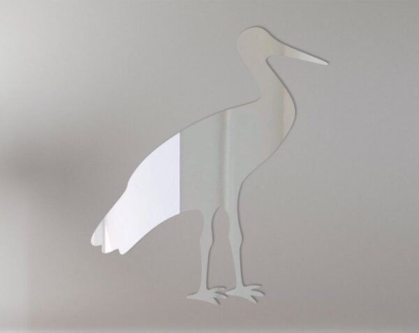 Stork-shaped mirror with baby sign