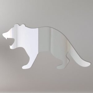 Tasmanian Devil graphic on mirror with 'Welcome' text.