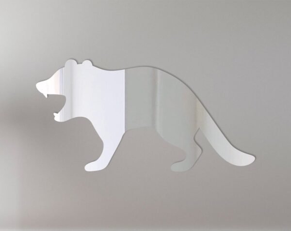 Tasmanian Devil graphic on mirror with 'Welcome' text.