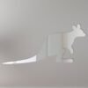 Wall-mounted mirror shaped like a wallaby with sign holder.
