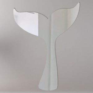 Decorative wall mirror shaped like a whale's tail.