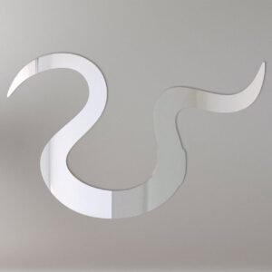 Wavy mirror shaped like a worm with a reflective surface.