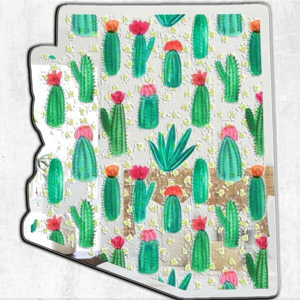Arizona State Custom Watercolor Cacti Mirror - Personalized Acrylic Mirror with Watercolor Cacti Design