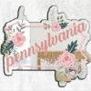 Pennsylvania Floral State Mirror - Personalized Acrylic Mirror with Floral Design Shaped Like Pennsylvania