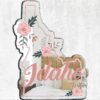 Idaho Floral State Mirror - Personalized Acrylic Mirror Shaped Like Idaho with Floral Design