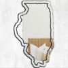 Illinois White Printed Mirror - Personalized Acrylic Mirror Shaped Like Illinois with White Print Design