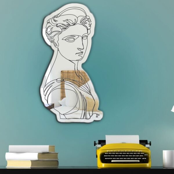 Artemis Greek Statue One Line Drawing Mirror - Minimalist Acrylic Mirror with Artemis Design