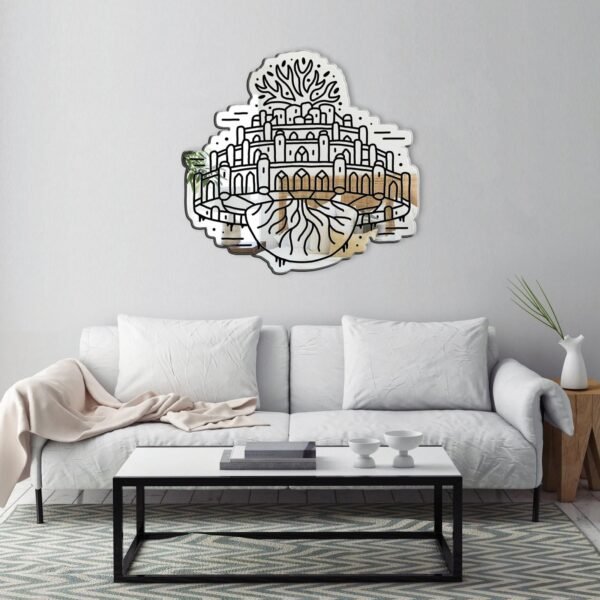 Castle in the Sky Black Printed Mirror - Custom Acrylic Mirror Inspired by Studio Ghibli's Castle in the Sky