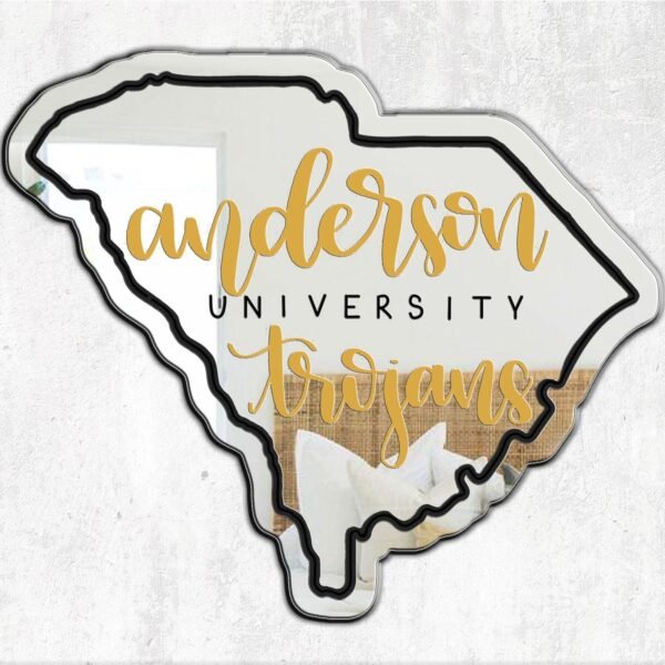 Anderson University State Printed Mirror - Custom Acrylic Mirror with Multi-Colored Design