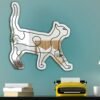 Walking Cat Painted Mirror - Custom Acrylic Mirror with Playful Cat Design