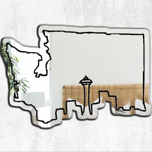 Washington 3 Mirror - Custom Acrylic Mirror Shaped Like Washington State with Stylish Design