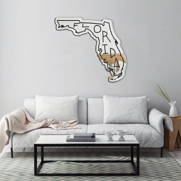 Florida - Text With White Irregular Shape Mirror