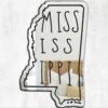 Mississippi - Text With White Irregular Shape Mirror