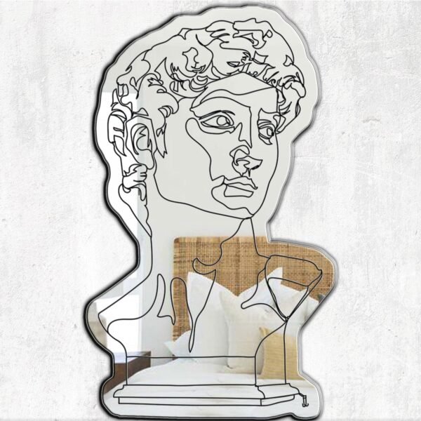 Michelangelo's David, Greek Statue - One Line Drawing Mirror