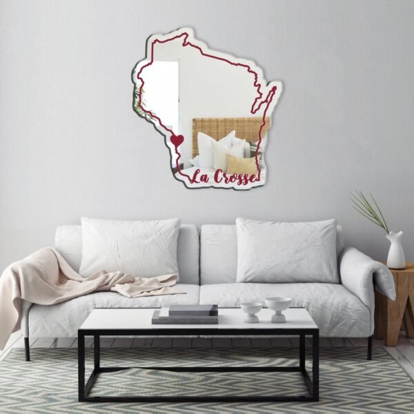 University of Wisconsin La Crosse State Irregular Cursive Mirror