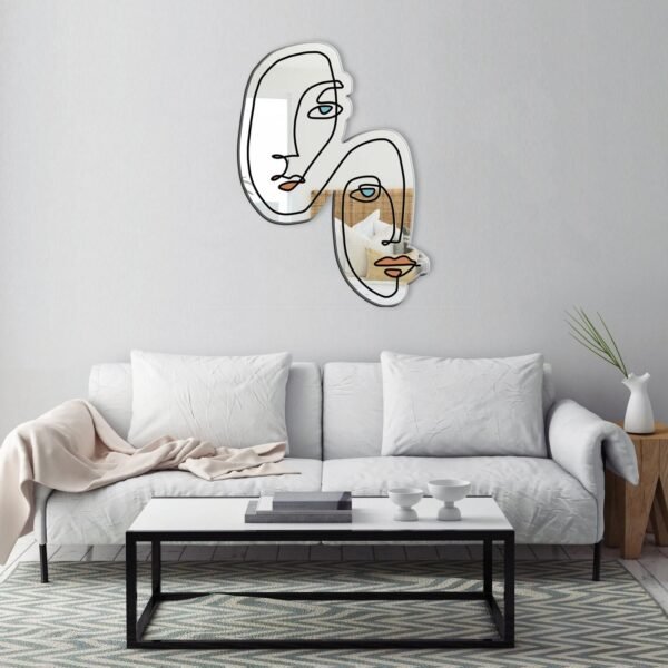 "Mirror featuring a minimalist aesthetic face design"