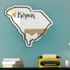 "Mirror shaped like the state outline with a heart marking Anderson University"