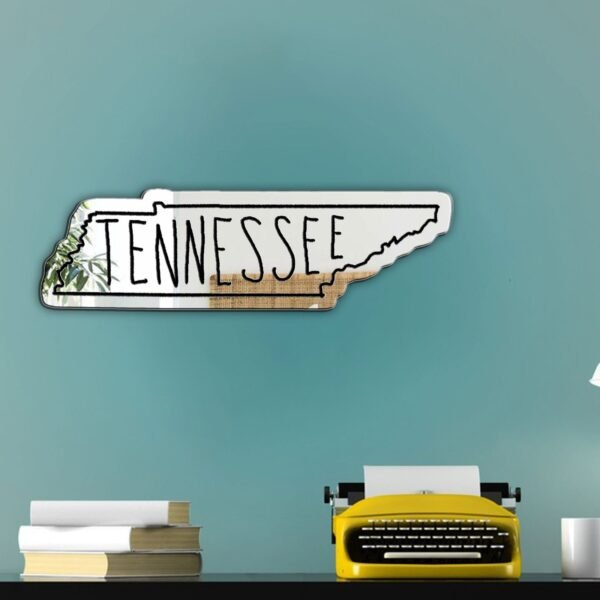 "Mirror featuring the word 'Tennessee' in a stylish font on a white background"