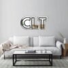 "Mirror featuring the text 'CLT • Charlotte, North Carolina Airport' in black"
