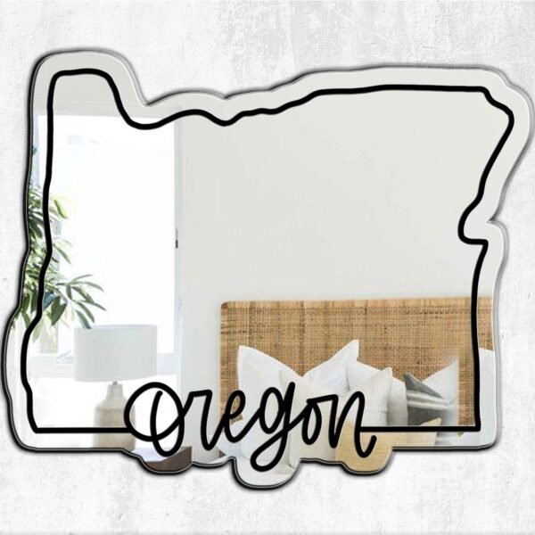 Mirror featuring the outline of Oregon for home decor