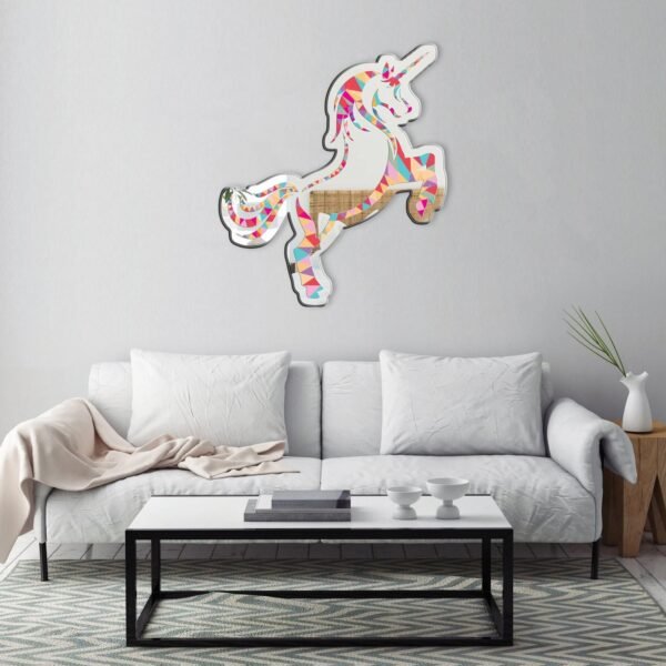 Mirror featuring a geometric design of a magical unicorn