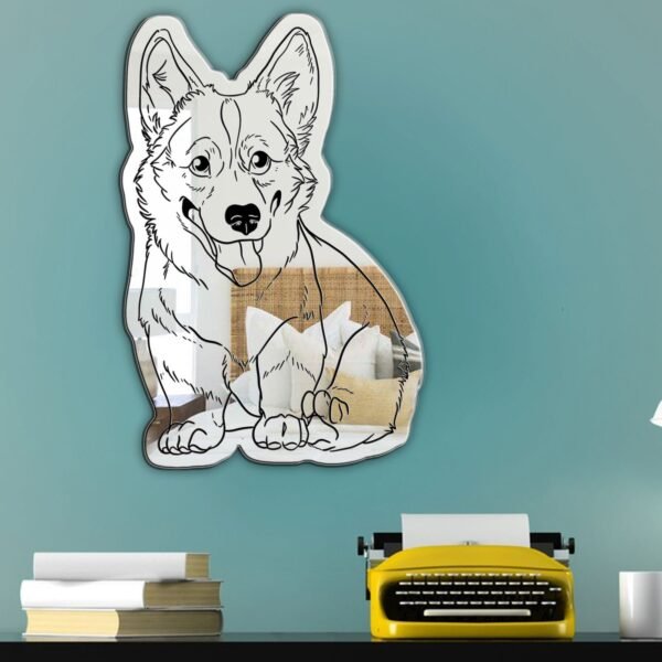 Frameless mirror featuring a design of a cute Corgi dog