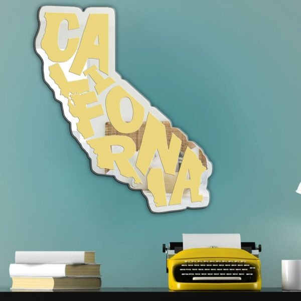 Mirror featuring the outline or design of California state