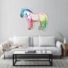 Adhesive mirror featuring a colorful rainbow horse design