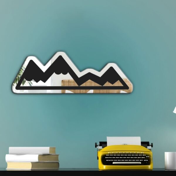 Adhesive mirror featuring a design inspired by mountain landscapes