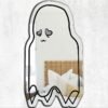 Adhesive mirror featuring a ghost design