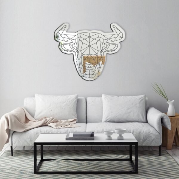 Mirror featuring a bull design