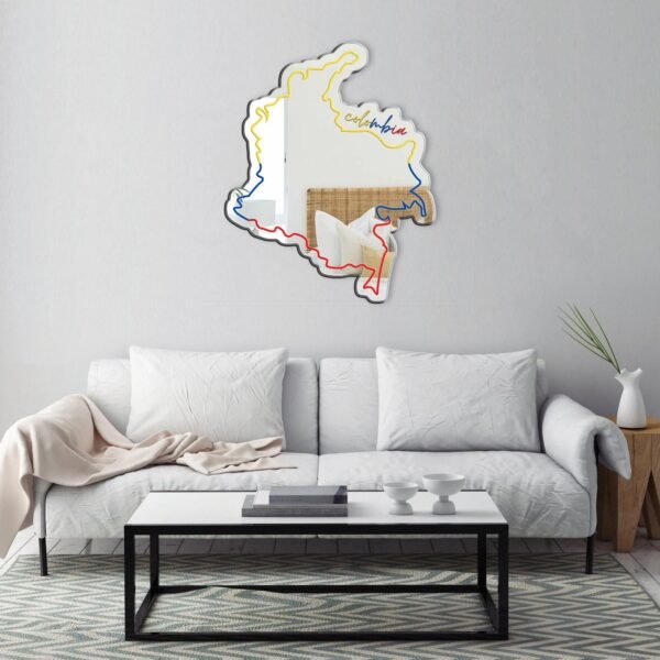 Wall-mounted mirror featuring a design inspired by Colombia