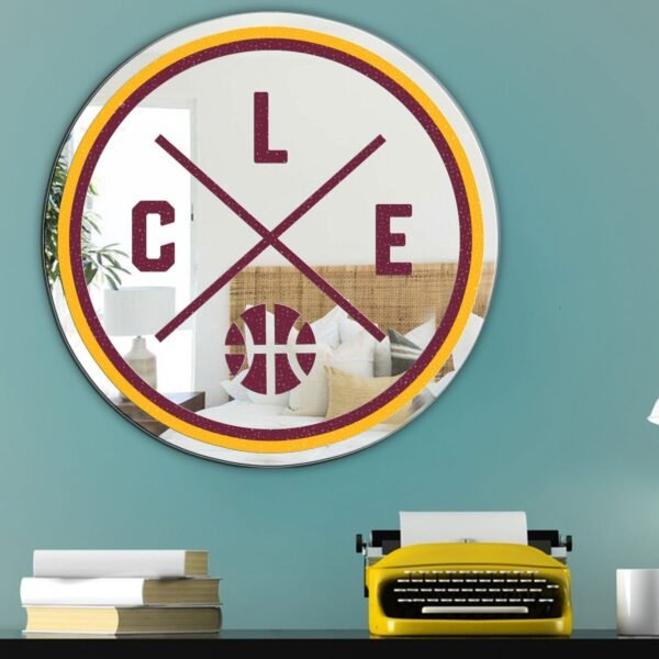 Wall-mounted mirror featuring a Cleveland Basketball CLE design